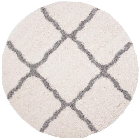 Safavieh Parma Shag Power Loomed Round Area Rug; Cream & Grey - 6 ft.-7 in. x 6 ft.-7 in. PMA521A-7R